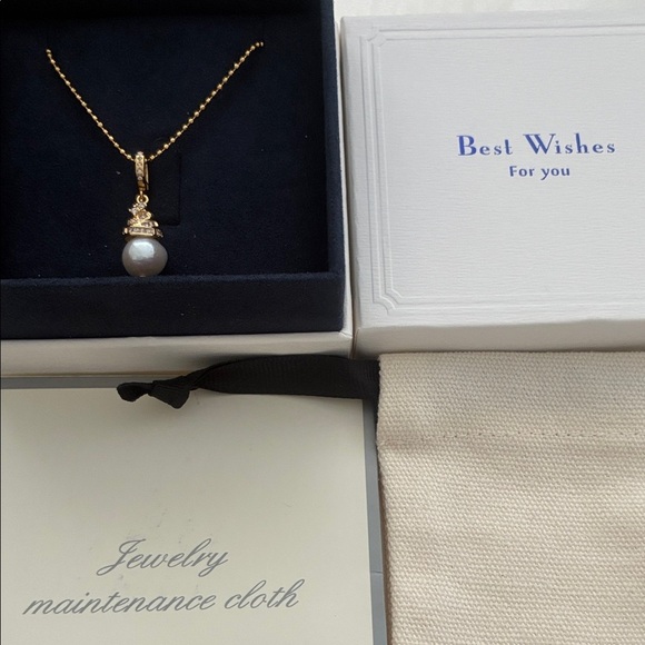 Gold Christmas Tree Pendant Necklace with Pearls| freshwater pearl necklace - Picture 5 of 5